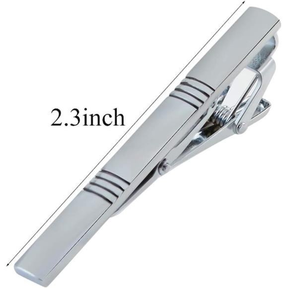 4pcs Tie Bar Clip, Tie Tack Pins Tie Clips for Men Silver Necktie Bar Pinch Clip - Picture 3 of 7
